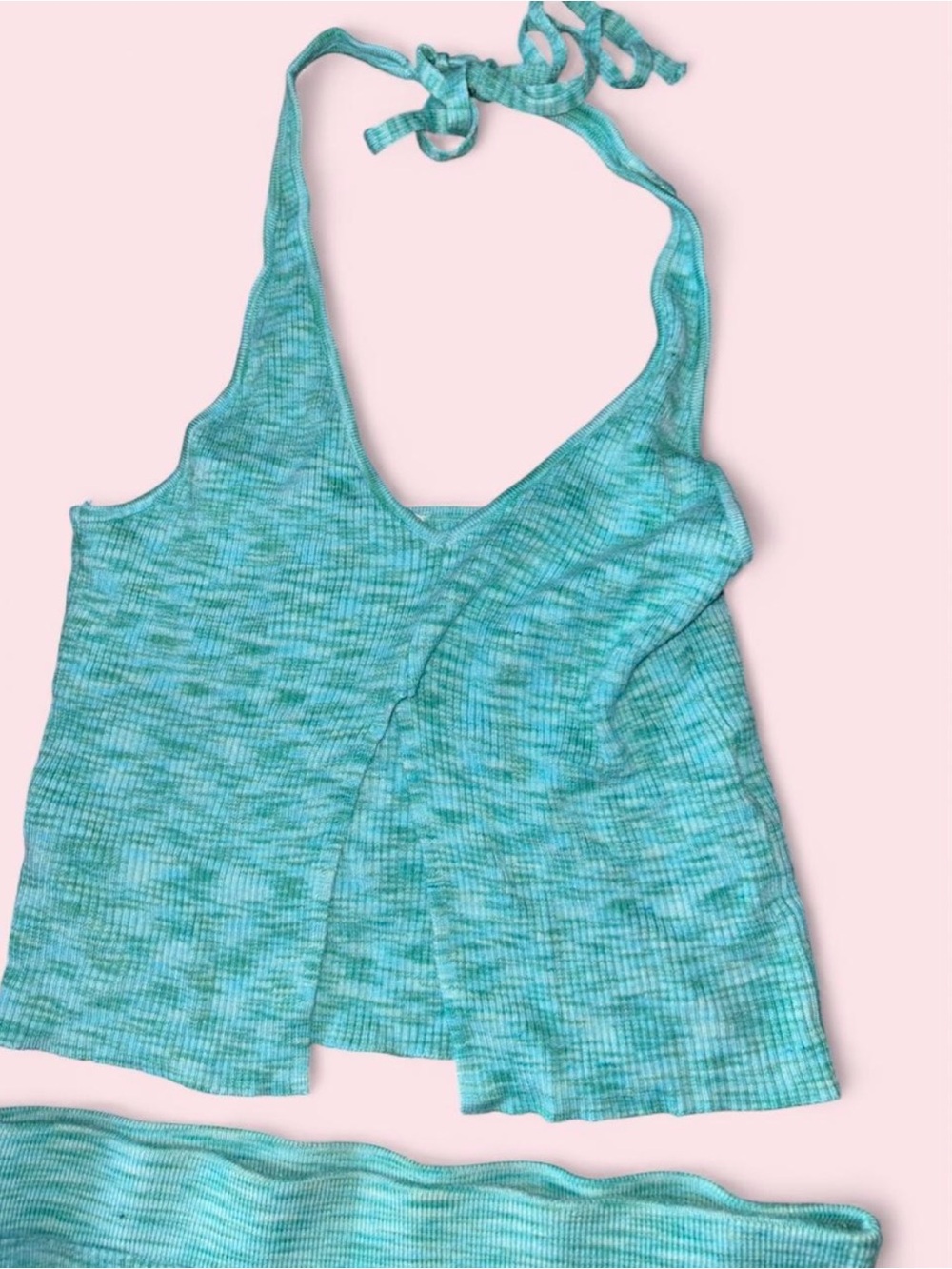 Aqua Knit Halter Top and Skirt Set - Picture 3 of 3